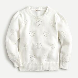 J Crew Crewcuts pointelle heart puff-sleeve sweater- Size 6-7